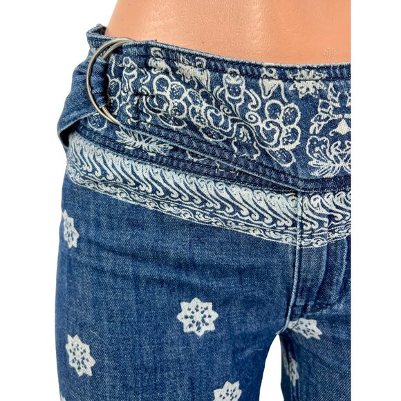 Free People Bohemian Printed Bell Bottom Flare Jeans - Picture 4 of 16